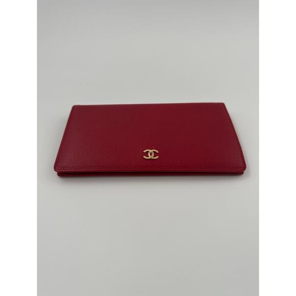 Chanel Classic Long Wallet Red Caviar Leather with Gold CC Logo - Picture 2 of 8